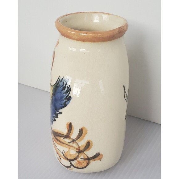 Vase Ceramic Hand Painted Asian Phoenix Ho Ho Bird Japanese Artisan VTG MCM - Picture 9 of 11